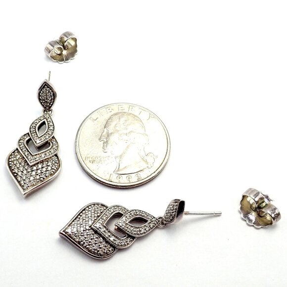 Authentic! John Hardy JH Silver Naga Diamond Heart Earrings - Picture 3 of 12